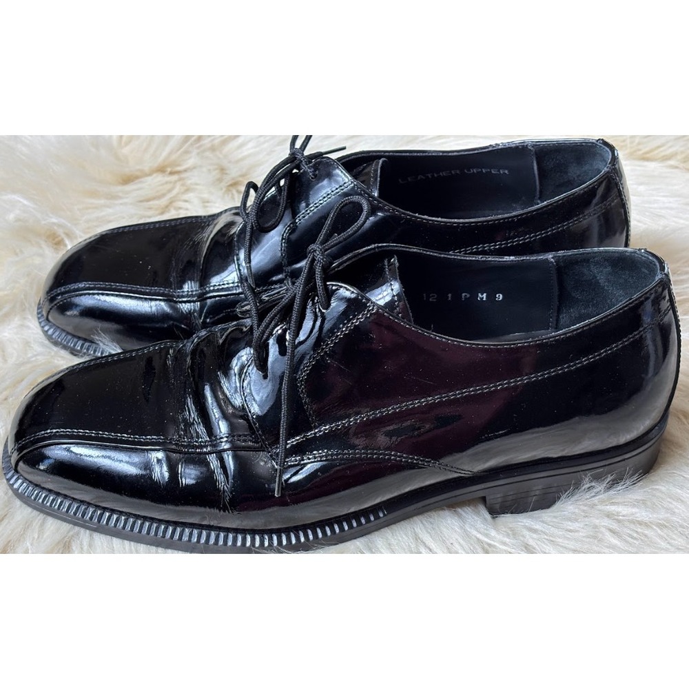 Adolfo Dress Shoes Mens 12 Black Leather Plain Toe Derby Made Italy Classic